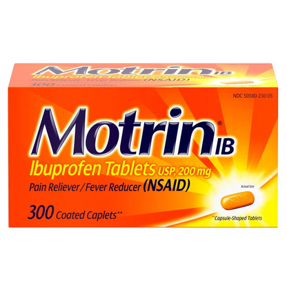 Motrin IB Ibuprofen Pain Reliever/Fever Reducer (NSAID) Caplets, 300 Count