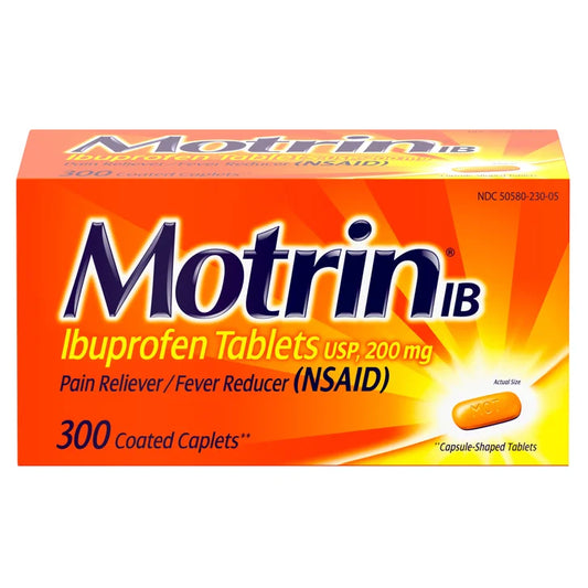 Motrin IB Ibuprofen Pain Reliever/Fever Reducer (NSAID) Caplets, 300 Count