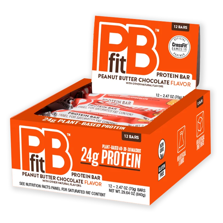 PBfit Protein Bar, Peanut Butter Chocolate, 2.47 oz, 12-count