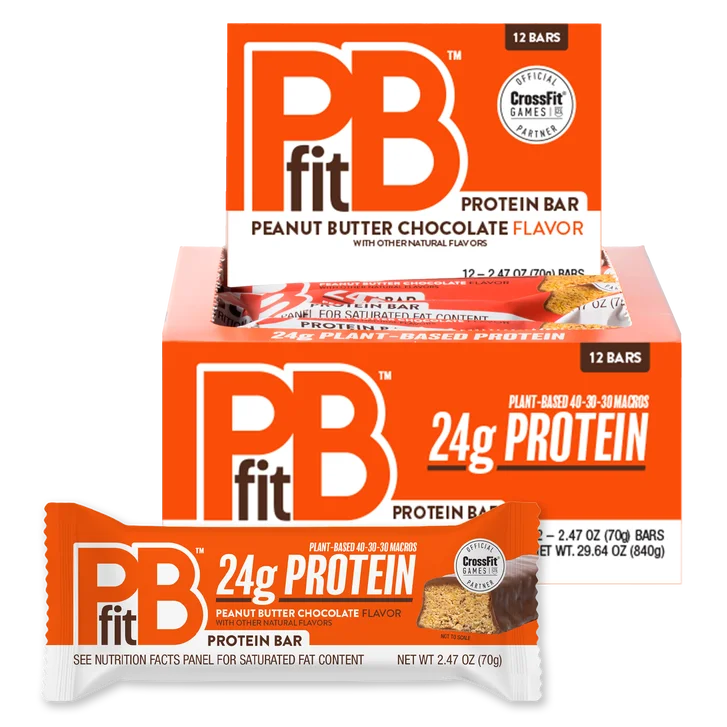 PBfit Protein Bar, Peanut Butter Chocolate, 2.47 oz, 12-count