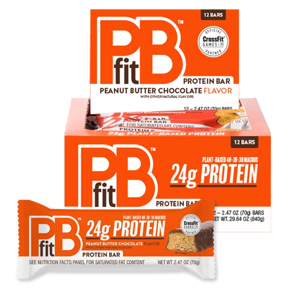 PBfit Protein Bar, Peanut Butter Chocolate, 2.47 oz, 12-count
