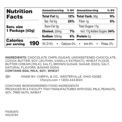 Cheryl's Chocolate Chip Cookie Box, 1.5 oz., 35-count