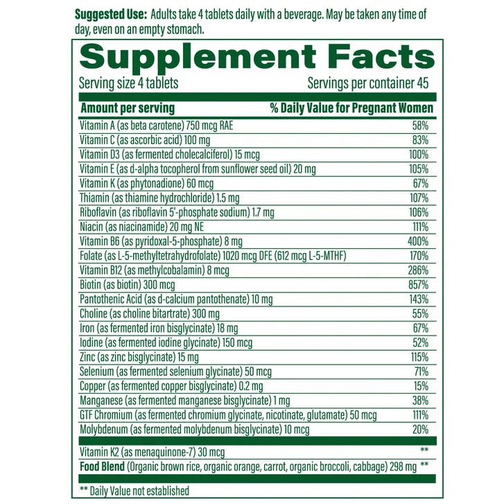 MegaFood Prenatal Multivitamin Minis, Baby and Me, 180 Tablets