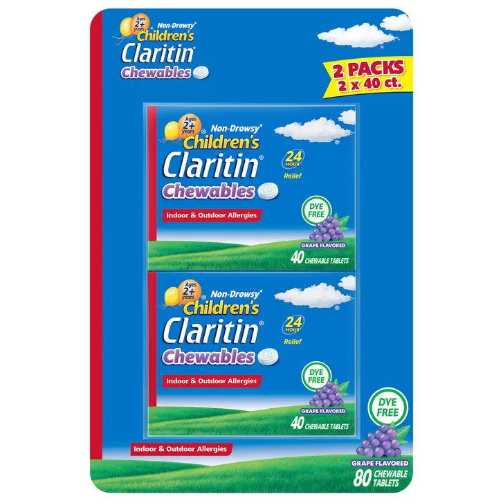 Claritin Children's Dye-Free Chewables, 80 Chewable Tablets