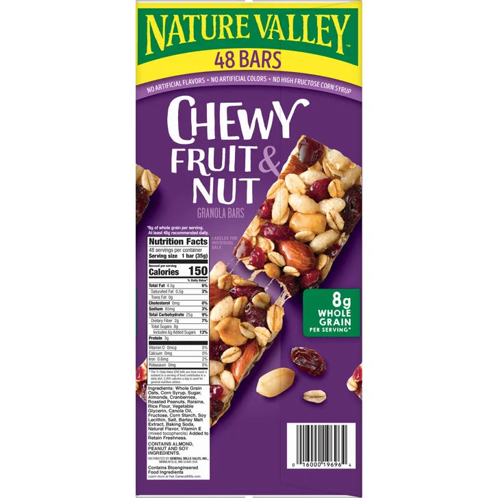 Nature Valley Fruit & Nut Chewy Granola Bar, Trail Mix, 1.2 oz, 48-count