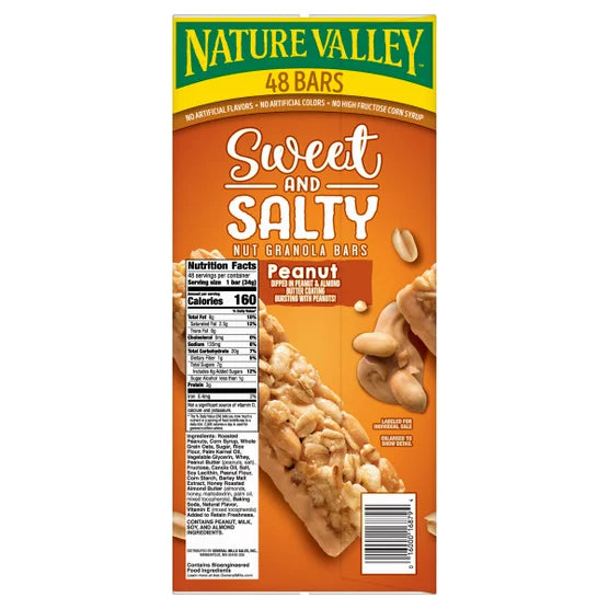 Nature Valley Sweet and Salty Granola Bar, Peanut, 1.2 oz, 48-count