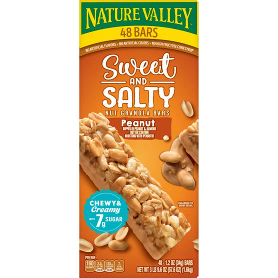 Nature Valley Sweet and Salty Granola Bar, Peanut, 1.2 oz, 48-count