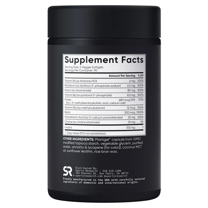 Sports Research Vitamin B Complex, 180 Veggie Soft Gels