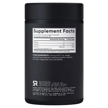 Sports Research Vitamin C Liposomal, 500 mg, 120 Veggie Capsules