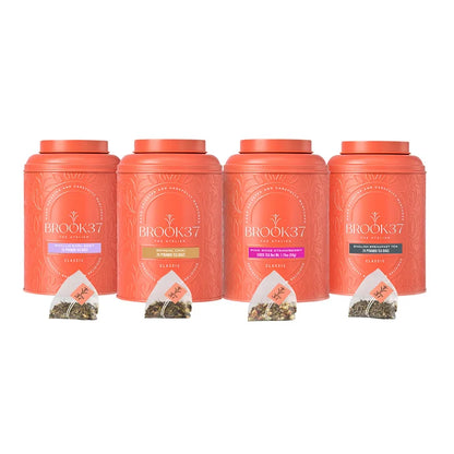 Brook 37 Curated Indulgence Tea Gift Collection, 4 Tins, 80 Tea Bags Total