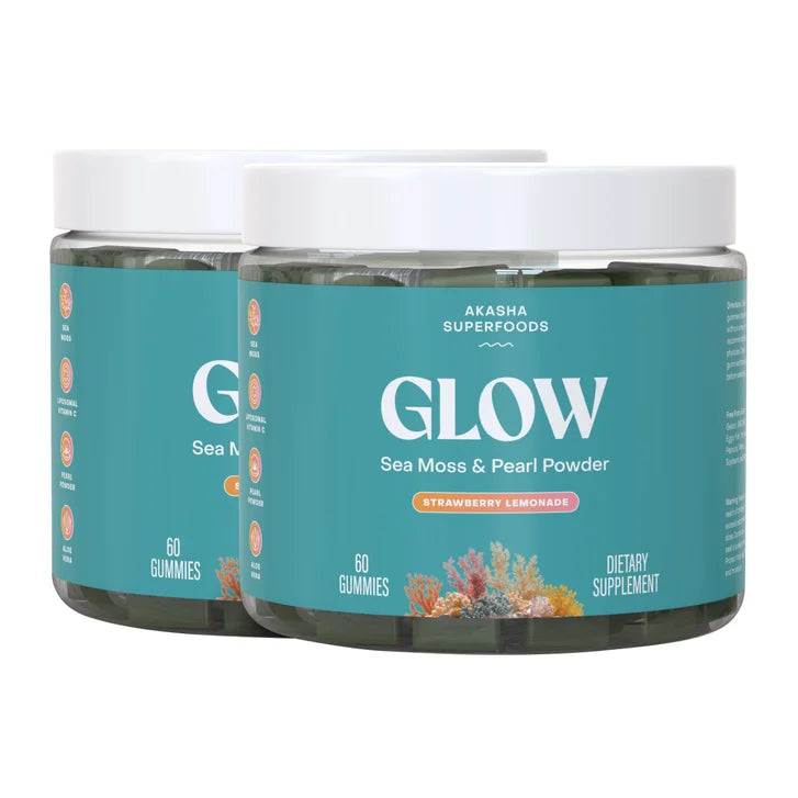 Akasha Superfoods GLOW Sea Moss & Pearl Powder, 120 Gummies