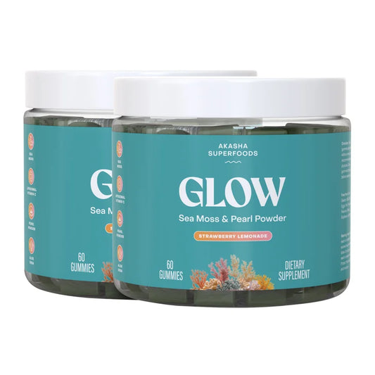 Akasha Superfoods GLOW Sea Moss & Pearl Powder, 120 Gummies