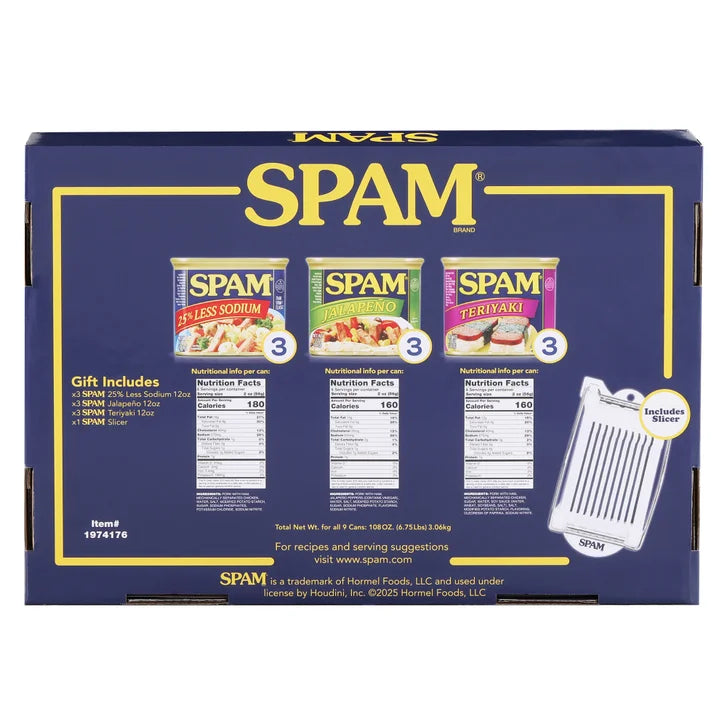SPAM Variety Gift Set, 9 Tins With Slicer, 108 oz. Total