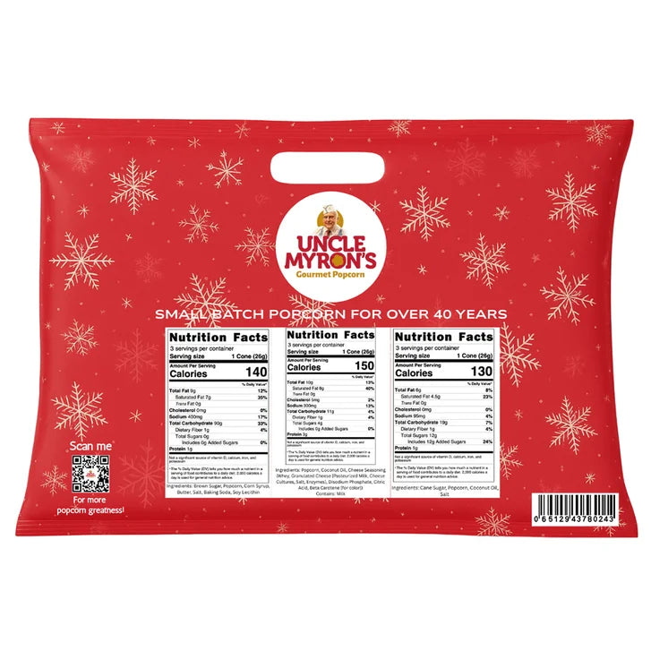 Uncle Myron's Holiday Popcorn Cone 2 Pack - 12 Cones per Pack, 24 Total Cones