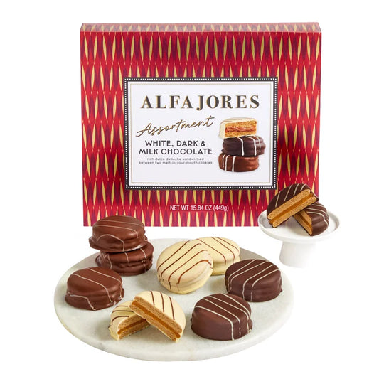 Alfajores White, Dark, and Milk Chocolate Assortment, 9-count, 5.28 oz