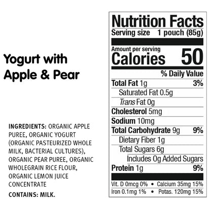 Holle Organic Baby Food, Yogurt Pouch Variety Pack, 40 Packs - 3 oz. Each
