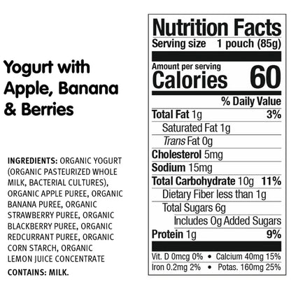 Holle Organic Baby Food, Yogurt Pouch Variety Pack, 40 Packs - 3 oz. Each
