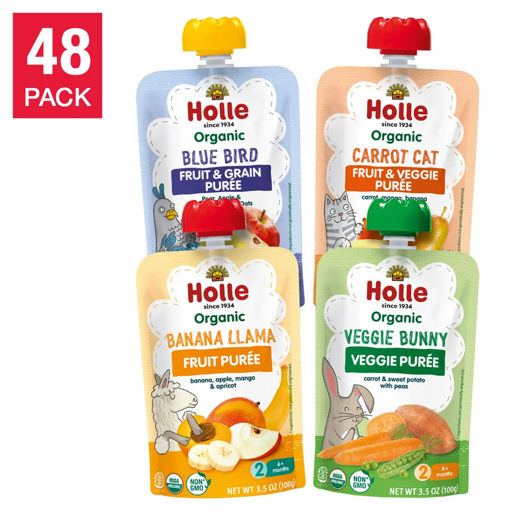 Holle Organic Baby Food, Fruit & Veggie Pouch Variety Pack, 48 Packs - 3.5 oz. Each
