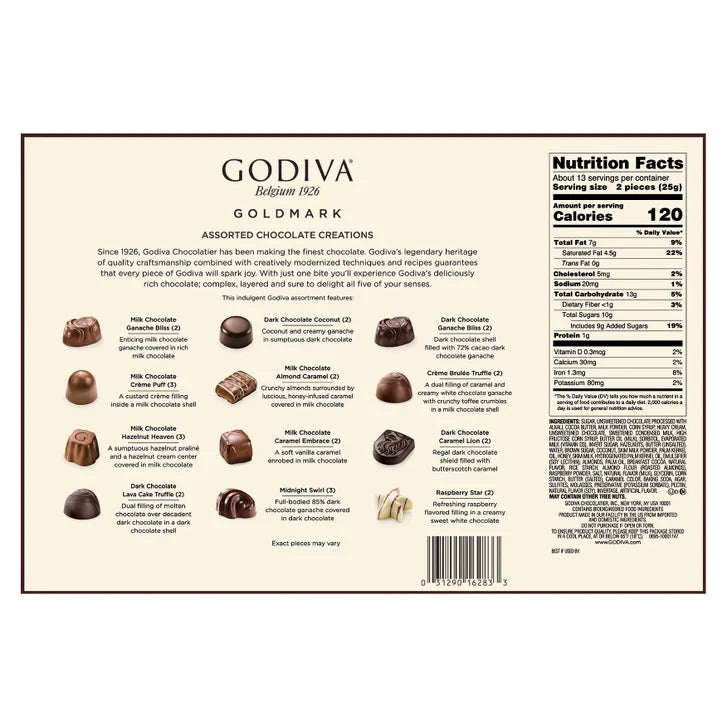 Godiva Goldmark Assorted Chocolate Gift Box, 4 Pack, 108 Total Pieces
