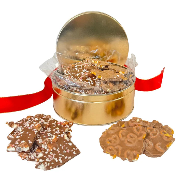 Jelina Chocolatier Handcrafted Chocolate Bark Duo Tin, 1.5 lbs