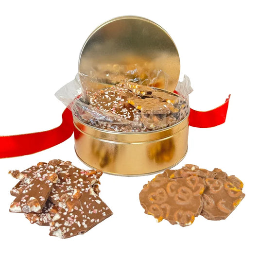 Jelina Chocolatier Handcrafted Chocolate Bark Duo Tin, 1.5 lbs