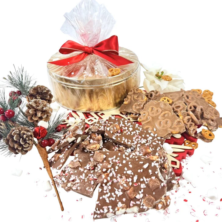 Jelina Chocolatier Handcrafted Chocolate Bark Duo Tin, 1.5 lbs