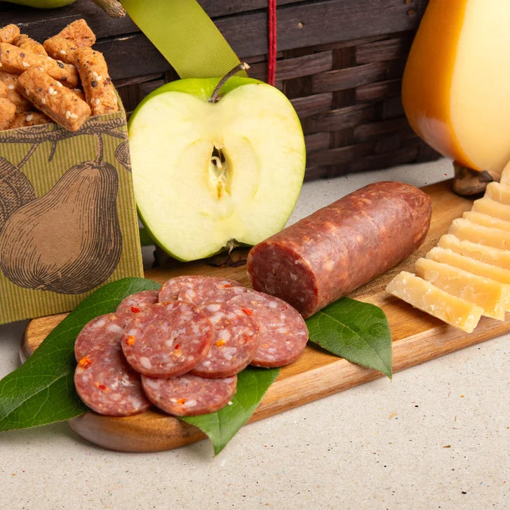Savory Sampler Bread, Cheese, Salami and Fruit Gift Basket