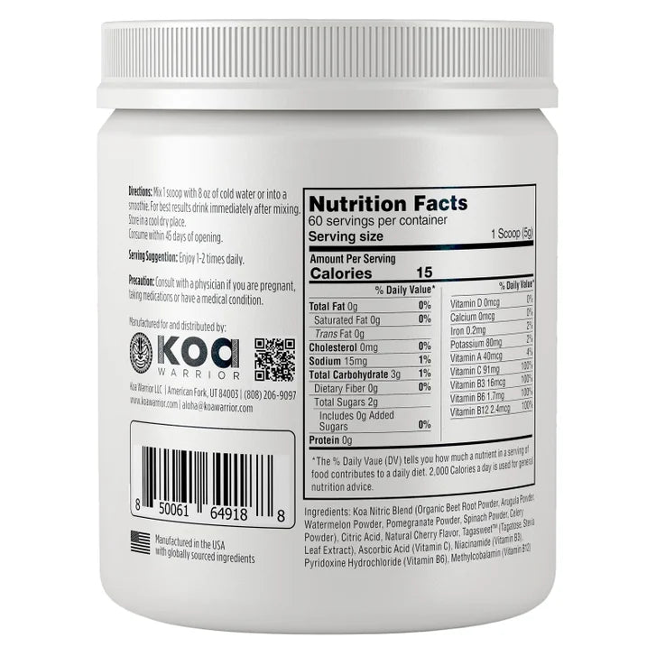 Koa Warrior Nitric Beets, Plant-based Nitrite Superfood Mix, 10.6 oz