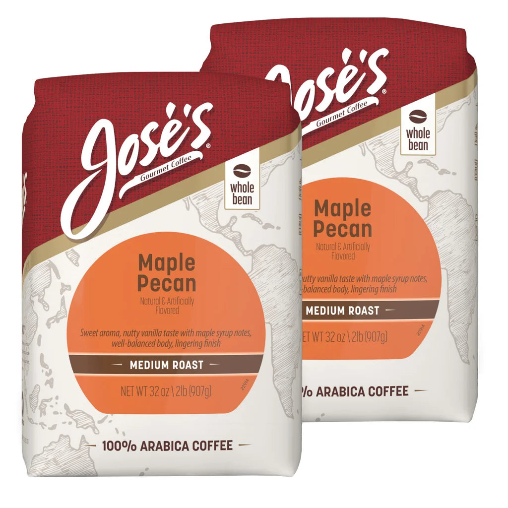 Jose's Maple Pecan Whole Bean Coffee, Medium, 2 lbs., 2-pack