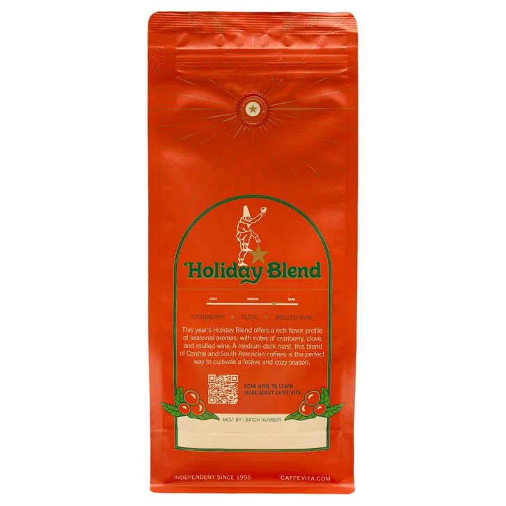 Caffe Vita Holiday Blend Medium Roast Coffee Whole Bean, 2 lb. Bags, 2-pack
