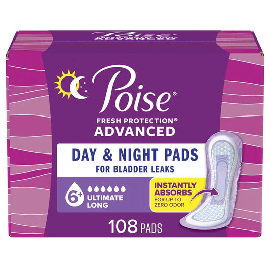 Poise Advanced Ultimate Absorbency Long Pads, 108-count