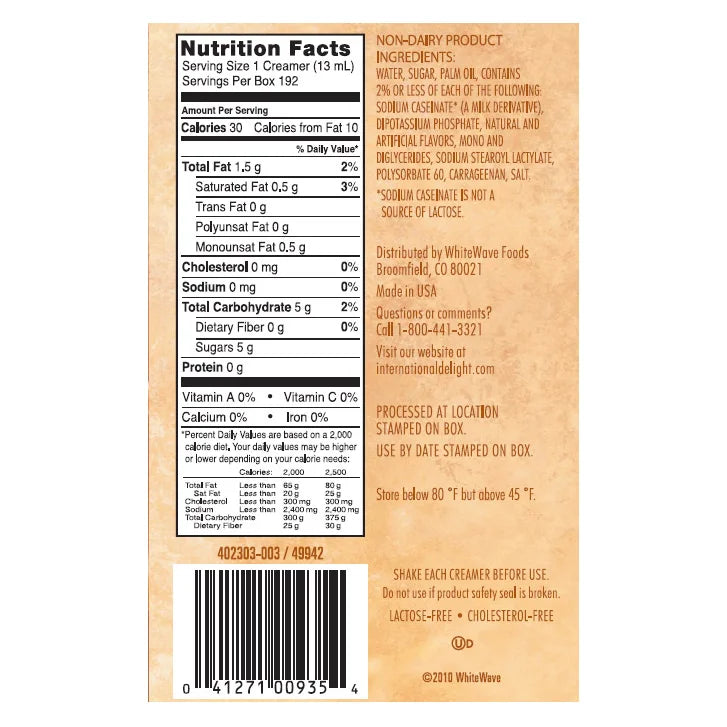 International Delight Liquid Creamer, Hazelnut, 192-count