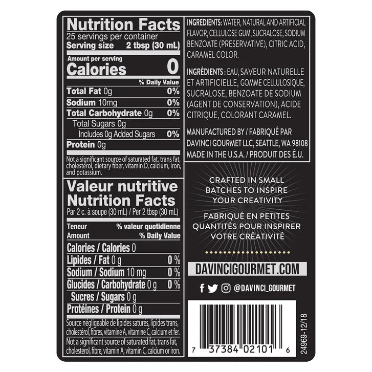DaVinci Sugar Free Syrup, Vanilla, 25.4 oz