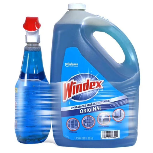 Windex Original Glass Cleaner, 32 fl oz + 169 fl oz Refill