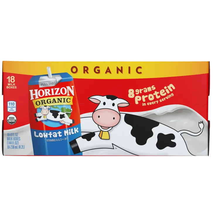 Horizon, Organic Low-fat Milk, 8 oz, 18-Count