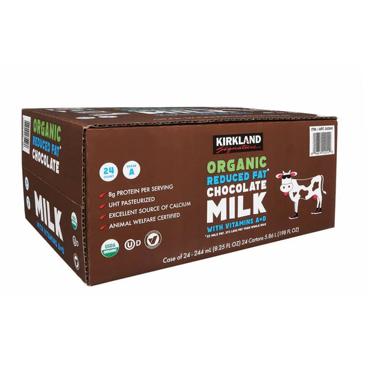 Kirkland Signature, Organic Reduced Fat Chocolate Milk, 8.25 fl oz, 24-Count