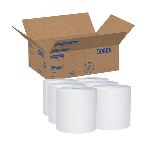 Kleenex Hard Roll Paper Towels 1-ply White, 600' per Roll, 6-count