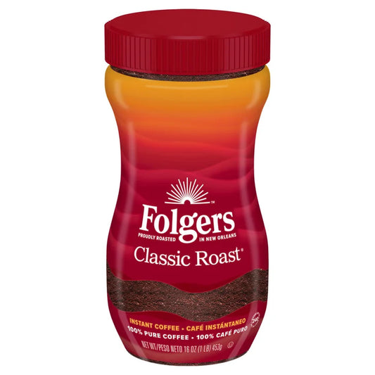 Folgers Instant Coffee Classic Roast Coffee, 16 oz