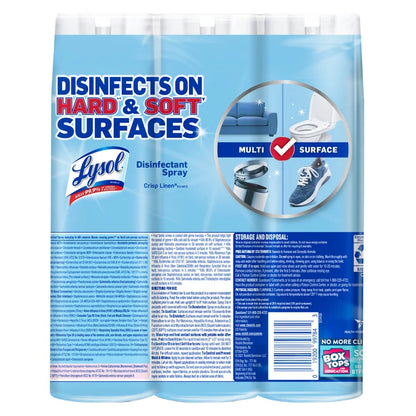 Lysol Disinfectant Spray, Crisp Linen, 19 oz, 3-count