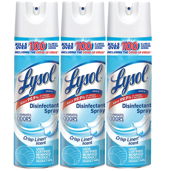 Lysol Disinfectant Spray, Crisp Linen, 19 oz, 3-count