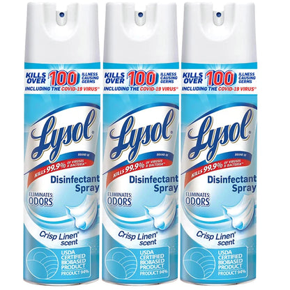 Lysol Disinfectant Spray, Crisp Linen, 19 oz, 3-count