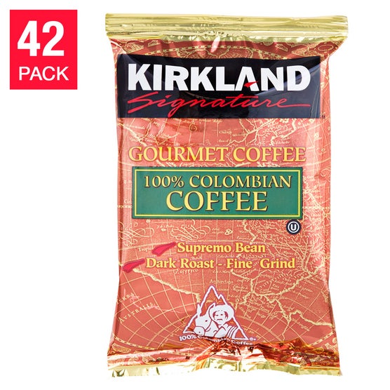 Kirkland Signature 100% Colombian Coffee, Dark Roast, 1.75 oz, 42-count