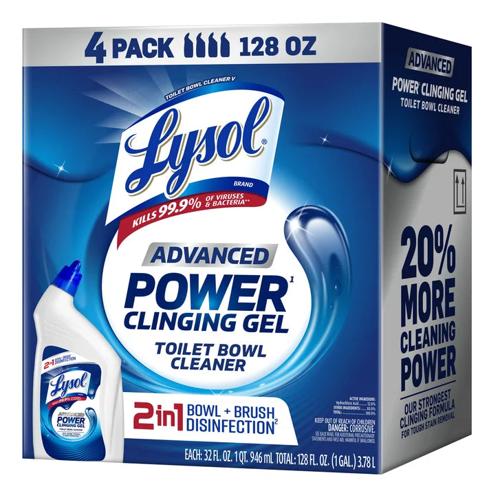Lysol Advanced Toilet Bowl Cleaner, 32 fl oz, 4-count
