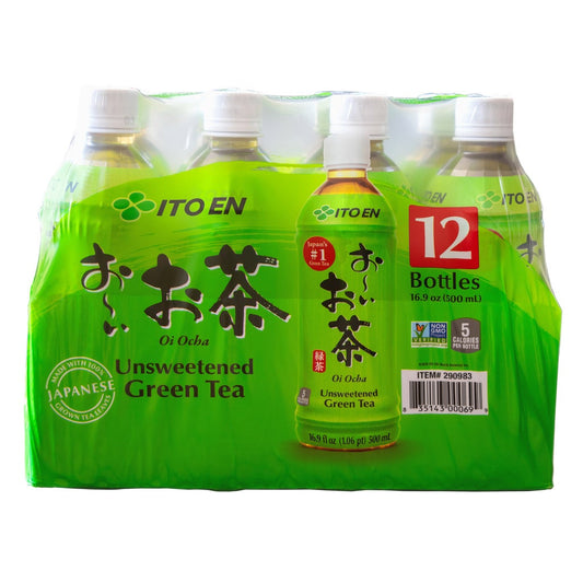 Ito En Oi Ocha Unsweetened Green Tea, 16.9 fl oz, 12-count