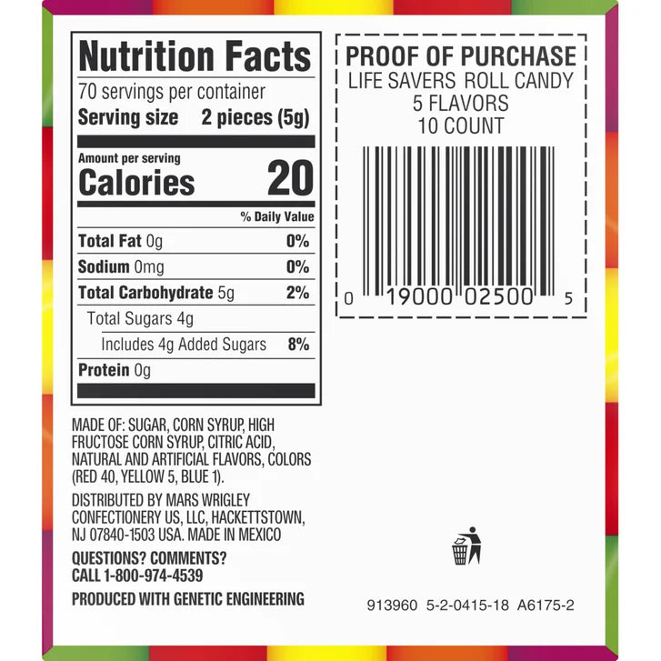 Life Savers Hard Candy, Original 5 Flavors, 1.14 oz, 20-count