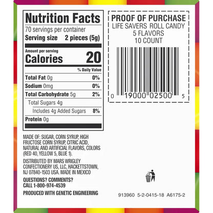 Life Savers Hard Candy, Original 5 Flavors, 1.14 oz, 20-count