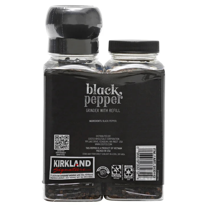 Kirkland Signature, Black Pepper with Grinder, 6.3 oz, 2-Count