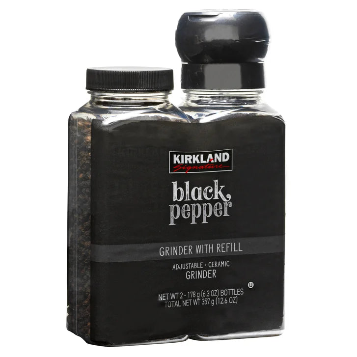 Kirkland Signature, Black Pepper with Grinder, 6.3 oz, 2-Count