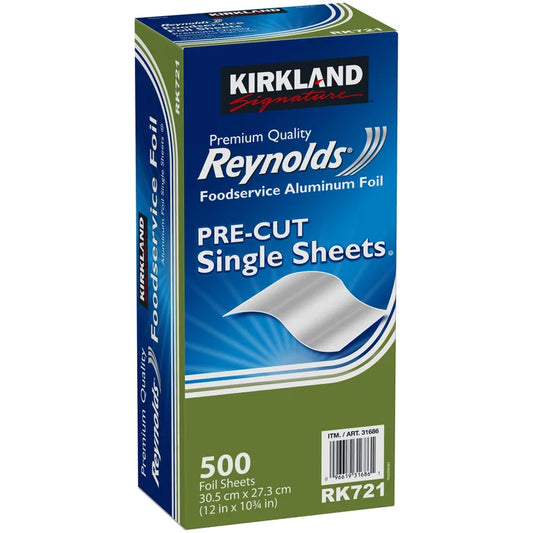 Kirkland Signature Reynolds Foodservice Aluminum Foil, Pre-Cut Single Sheets, 500-count