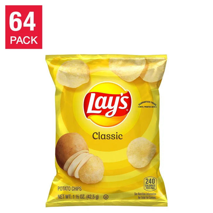 Lay's Potato Chips, Classic, 1.5 oz, 64-count